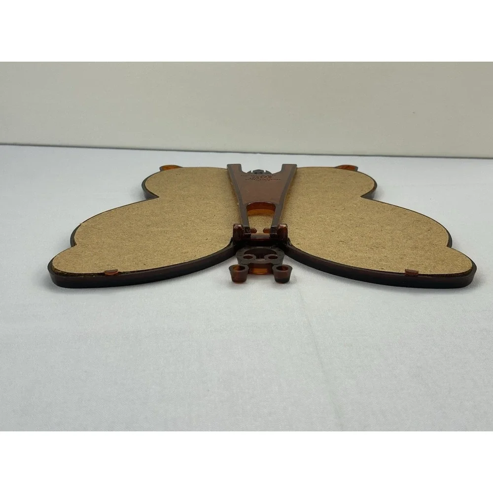 Vintage Butterfly Lucite Photo Frame Amber Acrylic 5 Opening MCM Retro Decor